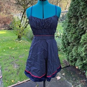 Navy Short Polkadot Dress